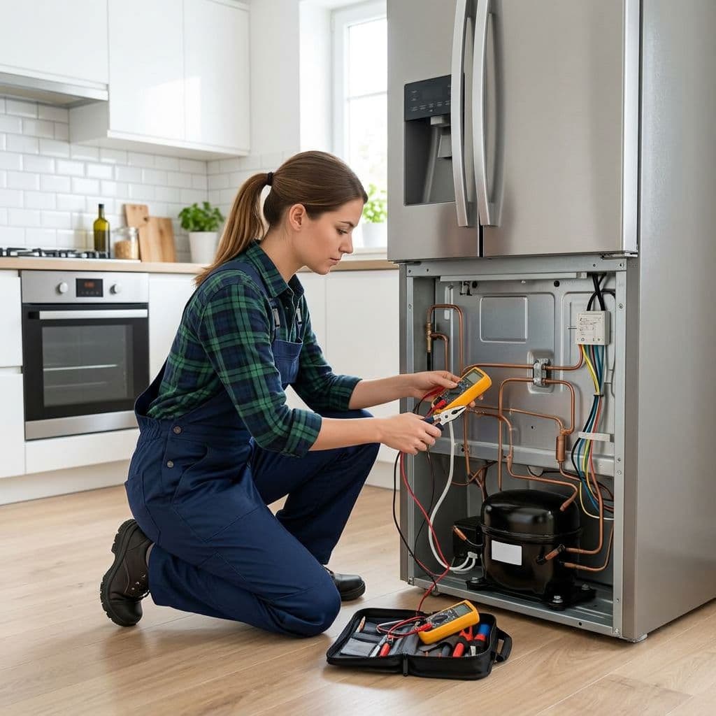 Connecticut technician performing same-day refrigerator repair service